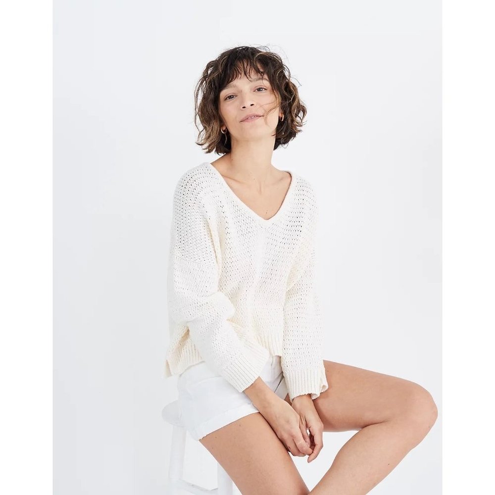 Madewell Breezeway Pullover Sweater Sz XL Cream Off White